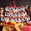 Horror Themed Birthday Party Banner – Halloween Happy Birthday Banner, Red and Black Halloween Birthday Party Decorations Halloween Party Supplies