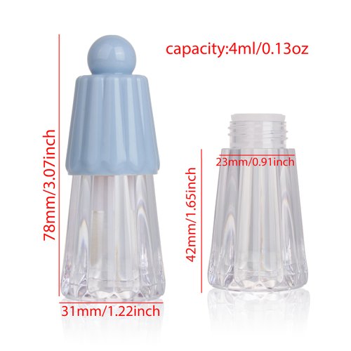 COSIDEA 15pcs 4ml Cute empty lip gloss tubes with wand Blue short chubby lipgloss tube big applicator container
