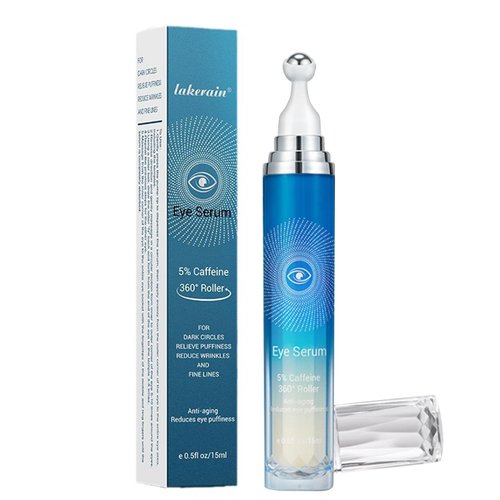 Under Eye Cream with 5% Caffeine, Dark Circles Under Eye Treatment with Retinol, 5% Caffeine Anti-Aging Eye Serum with 360° Massage Roller for Eye Bags, Wrinkles and Puffiness