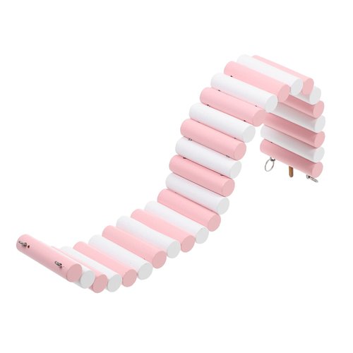 LUOZZY Hamster Suspension Bridge Toy Long Climbing Wooden Ladder for Hamsters Mice Mouse Gerbils Sugar Glider Rat - Pink 6x40CM