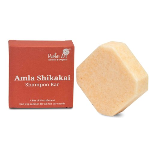 Rustic Art Amla Shikakai Organic Shampoo Bar | Methi (Fenugreek), Ginger, Mango Butter | Detangles | Sulfate, Paraben & Added Fragrance Free | Natural & Organic Essential For Women & Men | 2.65 Oz