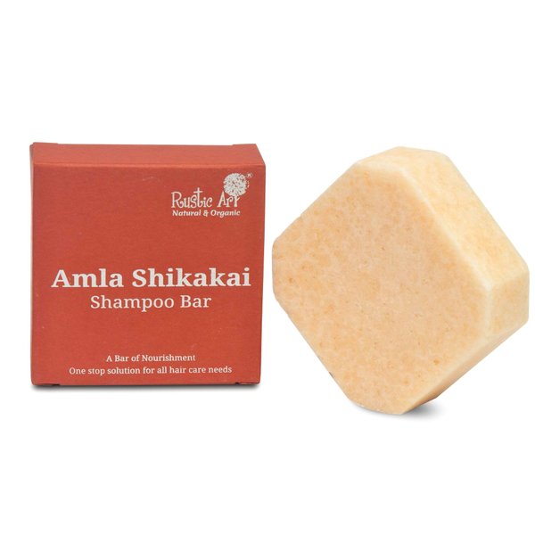 Rustic Art Amla Shikakai Organic Shampoo Bar | Methi (Fenugreek), Ginger, Mango Butter | Detangles | Sulfate, Paraben & Added Fragrance Free | Natural & Organic Essential For Women & Men | 2.65 Oz