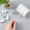 AHANDMAKER 100 Yards 1.5mm White Nylon Braided Lift Shade Cord, Roll Blind Replacement String with 5Pcs Wood Pendant, Blinds Cord String Kit for Window Blinds Roman Shade Repair, Gardening Plant Craft