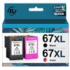 TECKKIN 67XL Ink Cartridges Black/Color Combo Pack Replacement for HP Ink 67 67XL for HP DeskJet 2700 2700e 2755e 2755 4155e 4155 Envy 6055e 6455e 6400 6055 Envy Pro 6452 6458 6475 (1 Black, 1 Color)