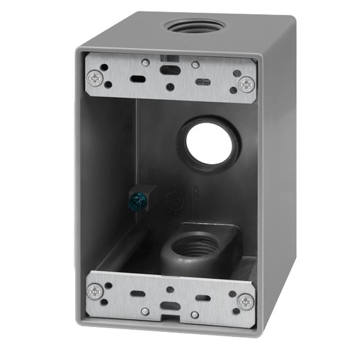 ENERLITES Weatherproof Outlet Box with Three 3/4-in Threaded Outlets, Outdoor Electrical Box, 3 Holes 0.75” Each, 1-Gang, 4.57” Height x 2.83” Length x 2.05” Depth, EN1375