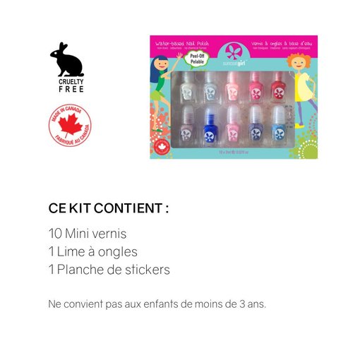 Suncoat Girl Water-Based Nail Polish Kit Flare Fancy 10 Pieces