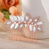 Foyte Crystal Wedding Hair Comb Pearl Bride Headpiece Rose Gold Rhinestone Hair Piece Bridal Side Hair Accessories for Women