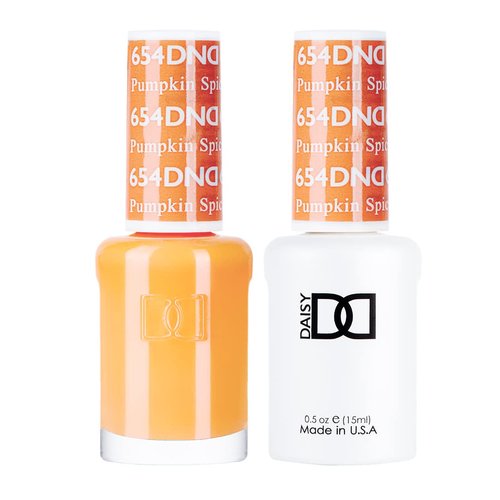 DND Gel Polish Set, Orange Collection, UV/LED Gel Polish and Air Dry Nail Lacquer, Matching Chip-Free Polish Duo, 654 Pumpkin Spice, 0.5 Fl Oz