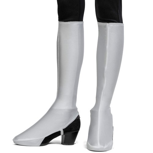 Skeleteen White Costume Boot Covers - Groovy Disco White Fabric 70s Hippie Fake Boots for Women and Girls Costumes