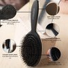 FRAMAR Soft Boar Bristle Hair Brush - Boars Hair Brush For Women, Boar Bristle Brush For Fine Hair, Boar Brush For Fine Hair, Boar Hair Brush Women, Natural Bristle Hair Brush Boar Bristles – Black