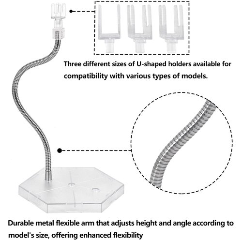 NovaViva Flexible Arm Hobby Action Base Display Stand Compatible with Gundam MG HG RG 1/100 1/144 Scale Figure Model (2Pcs Clear)