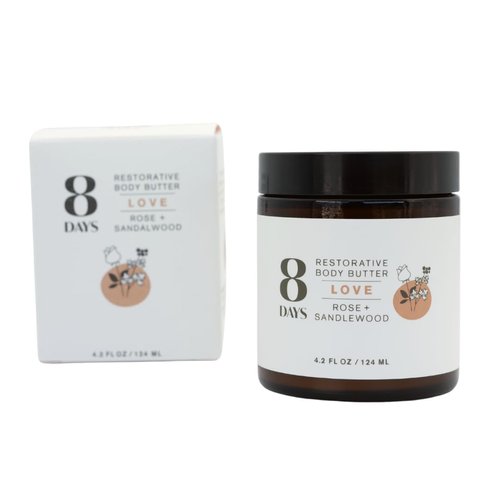 Whipped Body Butter | 100% Certified Organic Ingredients | Pure Essential Oils | Vegan | Shea Butter, Jojoba Oil, Mango Butter, Sea Buckthorn Extract| Farm-to-Bottle (Rose + Sandalwood)