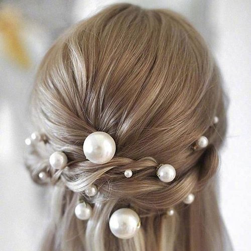 Jumwrit Bridal Pearl Hair Pins for Wedding Fashion Hairstyles Hairpiece for Bride Bridesmaid Silver Bridal Hair Accessories for Women Girls（18PCS)