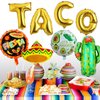 18 PCS Fiesta Party Balloons Supplies Taco Balloons Mexican Balloons Cinco De Mayo Party Decorations Cactus Avocado Hat Jumbo Mylar Foil Balloons Fiesta Party Decorations