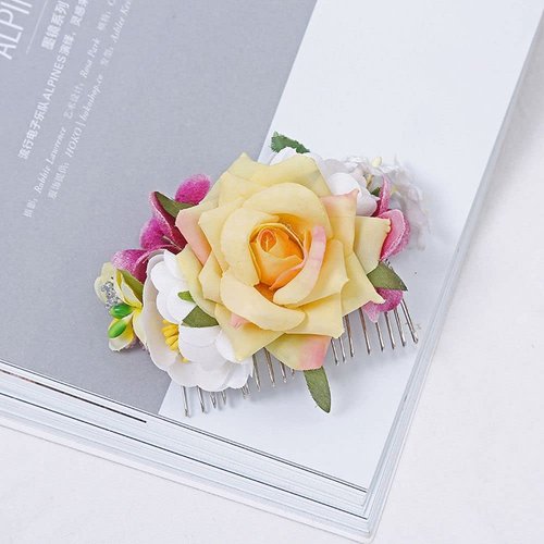 Leadigol Silk Flower Hair Comb Elegant Temperament Women Hair Comb Gift Hair Ornaments Korean Hairpin