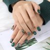 Zehope St Patrick's Day Short Fake Nails Green Press on Nails Four Leaf Clover False Nails Beer Full Cover Nails for Women and Girls 24PCS (Glossy)