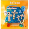 BeYumi Christmas Wooden Cross Craft - 20Pcs DIY Wooden Cross Ornaments Craft Kit for Kids Make Your Own Nativity Cross Christian Religious Xmas Craft with Gem Sticker Church Party Decoration Supplies