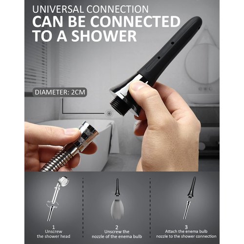 Enema Douche Anti Back-Flow, Amal Douche Connected to Shower Hole,Enema Bulb with 7 Spouts, Reusable Enima Vaginal Cleaner kit for Men Women