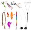 jority Interactive Cat Toys for Bored Indoor Adult Cats Suction Cup Cat Toy Bird Simulation Feather Toys Cat Wands Hanging Cat Toy