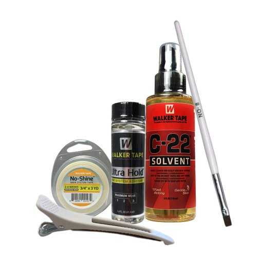 4oz C-22 Citrus Solvent Wig Glue Remover, 1.4oz Ultra Hold Hair Wig Adhesive, No-Shine Bonding Roll Tape 3/4"X3 YDS w/Brush & Hair Clip Bundle Pack | Front Weave Active Bold Hold Lace Glue Remover