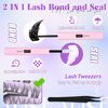 ALICE Natural Lash Extension Kit Lash Clusters Kit Wispy Cluster Eyelash Extension Kit with 135pcs Clear Band C Curl 10-14mm Eyelash Clusters Lash Glue Bond and Seal