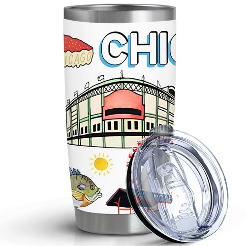 Pininerr City Tumbler for City Lover,20oz Double Wall Vacuum Insulated Stainless Steel Coffee Cups (Chicago)