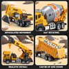4 Packs Metal Construction Trucks Playsets, Mini Friction Powered Engineering Vehicle, Crane, Excavator, Cement Mixer, Dump Truck Toys for Boys 3-5 Years Old, Die-Cast Trucks for Toddlers Kid