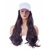NJJYXH White Hat Wig for Women Long Wavy Baseball Cap Wig with Curly Hair Extensions Synthetic Reddish Brown Wig Adjustable Baseball Hat
