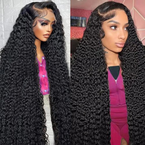 26 Inch Deep Wave Lace Front Wigs Human Hair 13x4 HD Lace Front Wigs Human Hair Pre Plucked 180% Density Deep Curly Human Hair Wig Wet and Wavy Glueless Frontal Human Hair Lace Front Wigs for Women