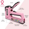 WORKPRO Pink Staple Gun, 6-in-1 Manual Brad Nailer with 4000-Pieces Staples for Fixing Material, Carpentry, Upholstery, Furniture and DIY - Pink Ribbon