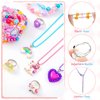 24 Pcs Christmas Little Girl Jewelry Set Kids Unicorn Necklace Cute Woven Bracelet Ring for Pretend Dress up Party Favor (Floral Style)