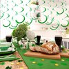 Green Ceiling Swirl Foil Decorations Hanging Plastic Streamer Themed Swirl Party for St. Patrick’s Day Spring Summer Celebration Party Supplies, Pack of 28