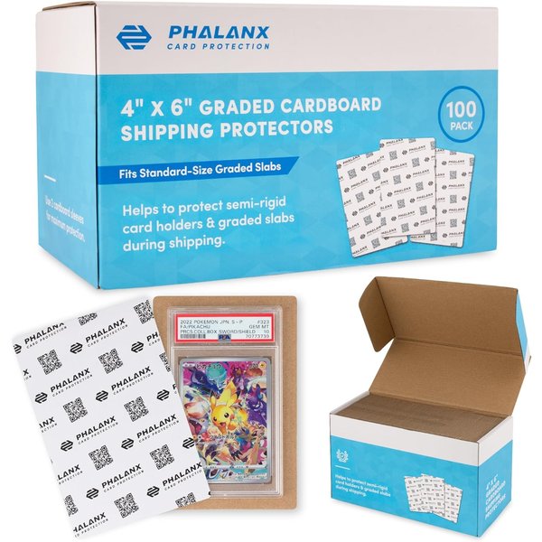 Phalanx - Graded Trading Card Shipping Protector, Precut Cardboard Card Protector for Trading Card Packaging, Card Protectors for Shipping, Rigid Mailers 4 x 6 inches, 100 ct