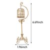 Dollhouse Birdcage 1:12 Scale Accessories Miniature Bird Cage Floor Stand Openable Cage Alloy Birdcage Model Mini House Decoration Ornament (Golden)