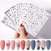 Black Nail Art Stickers Decals 8Sheets Love 3D Nail Art Stickers Heart English Letter Geometric Design Nail Foils Sexy Girl Rose Flowers Leaves Adhesive Stickers for Valentine's Day Nail Decoration