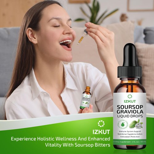 Soursop Bitters Liquid Organic: Soursop Leaf & Fruit Botanical Extract - Soursop Liquid Drops for Cell Support & Regeneration - Immune Support, Relaxation, Liver Health, and Sleep Aid for Men & Women