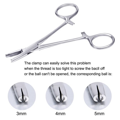 DJCIW 5mm Jaw Piercing Ball Removal Tool,Stainless Steel Dermal Anchor Forceps for Dermal Tops Unscrew or Screw Ball Pliers for Nose Septum Earrings Lip Ring