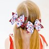 Vsdski 4pcs 4th of July Bow Hair Clips Patriotic Hair Accessories for Girls American Flag Barrette Sparkly Stars Hair Bows Hairpins Alligator Clips for Independence Day Party Cheering Squad Hair Decor