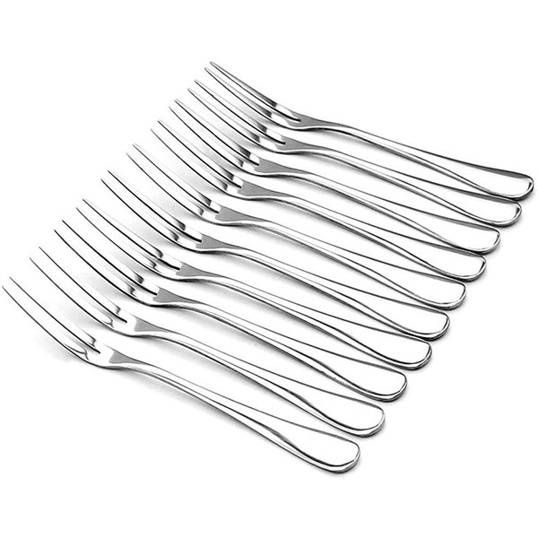 Crab Stainless Steel Forks,Escargot Forks 2 Prong Tasting Appetizer Forks Portable Cocktail Salad Fruit Forks for Party Travel,Set of 10, 5 Inches (10 Pcs)