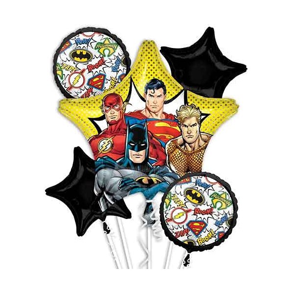 Justice League Balloon Bouquet Party Decoration Celebration Supply Mylar Foil Helium Balloons