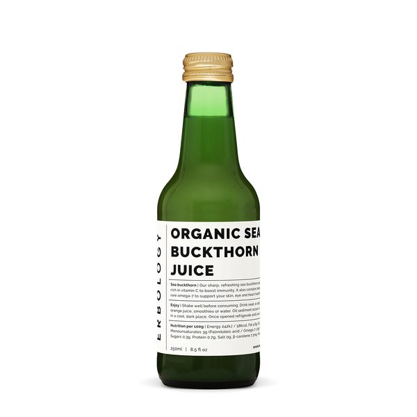 100% Organic Sea Buckthorn Juice 8.5 fl oz - Supports Immunity and Boosts Energy - High in Vitamin C, Omega-7 and Beta-carotene - Undiluted - No Added Sugar - Non-GMO - Recyclable Glass Bottle