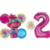 Poppy World Tour 2nd Birthday Party Supplies Trolls 7pc Balloon Bouquet Decorations