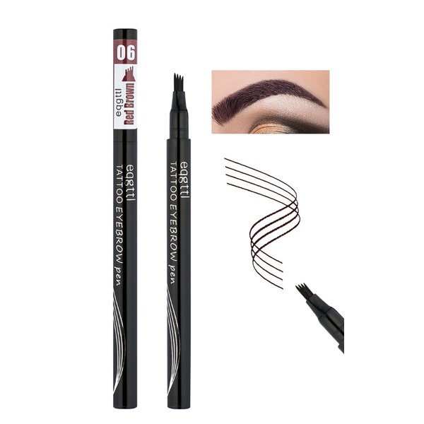 YUANLI Microblading Eyebrow Pen, Waterproof Eye Brow Pencils for Women With 4 Micro-Fork Tip, Liquid Brow Pencil, Smudge-Proof and Waterproof Eyebrow Pencil for Natural Hair-Like - Red Brow