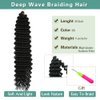 Curly Braiding Hair 22 Inch, Ocean Wave Crochet Hair for Black Women 3 Packs 1B#, Deep Wave Crochet Braiding Synthetic Hair Extensions for Boho Braids(1B#,22 inch 3 Packs)