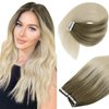 Ve Sunny Tape in Hair Extensions Human Hair Ombre Light Brown To Platinum Blonde Tape in Hair Extensions Ombre Tape in Human Hair Extensions for Women Glue in Hair Extensions 50g 20pcs 16inch