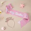 JIAHANG Letters Birthday Tiara Headband&Sash for Girls Women, It's my Birthday Crown, Birthday Girl Headband Gifts, Sweet Birthday Party Accessories(pink crystal)