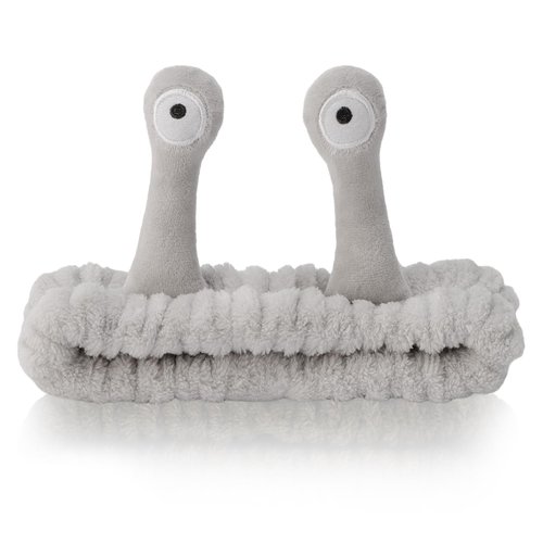 SuPoo Grey Snail Face Wash Headband Funny Skincare Spa Headband Cute Alien Puffy Makeup Headbands for Women Stretchy Antenna Eyes Hair Wrap Hair Band for Washing Face Hair Accessories