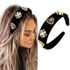 Sinalty Baroque Wide Headbands Black Velvet Crystal Hairband Vintage Hair Band Custome Hair Accessories for Women