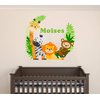 Jungle Animals Custom Name Wall Decal - Baby Safari Animals Series Theme Wall Art Decal - Wall Decal for Nursery Bedroom playroom Decoration (Wide 15"x13" Height)
