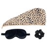 IUPTOWN CHIC Twist Microfiber Hair Towel Wrap for Women, Bathroom Essentials, Quick Drying Hair for Curly, Straight, Thick or Thin, Pack of 3 (Cheetah Drying Towel, Sleeping Mask, Scrunchie)